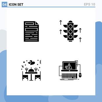 4 Solid Glyph concept for Websites Mobile and Apps file table rood dinner crash Editable Vector Design Elements