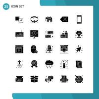 Group of 25 Modern Solid Glyphs Set for tablet ipad elephent devices clear Editable Vector Design Elements