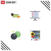 paquete de 4 signos y símbolos de iconos planos modernos para medios de impresión web, como elementos de diseño de vectores editables de alimentos de pago de presentación en dólares
