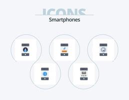 smartphones flat icon pack 5 diseño de iconos. tecnología. omitido. agregar. llamar. teléfono vector