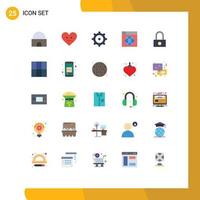 Set of 25 Modern UI Icons Symbols Signs for security lock gear world internet Editable Vector Design Elements