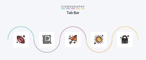 Tab Bar Line Filled Flat 5 Icon Pack Including . secure. send. lock. heat vector