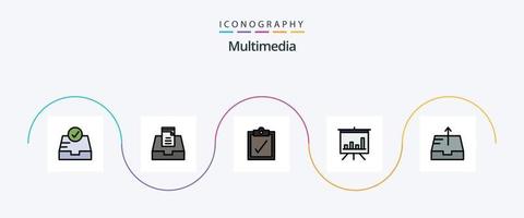 Multimedia Line Filled Flat 5 Icon Pack Including . analytics. outbox vector