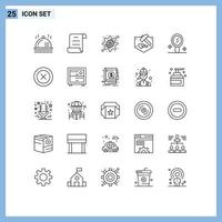 Stock Vector Icon Pack of 25 Line Signs and Symbols for ux layout setting bug mirror mustache Editable Vector Design Elements