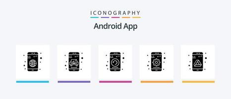 paquete de iconos de glifo 5 de la aplicación de Android que incluye la aplicación. configuración. solicitud. móvil. Reanudar. diseño de iconos creativos vector