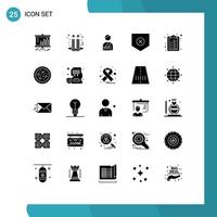 Set of 25 Modern UI Icons Symbols Signs for check list shield night party security hospital Editable Vector Design Elements