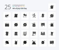 Usa 25 Solid Glyph icon pack including cream. firework. balloons. fire. america flag vector