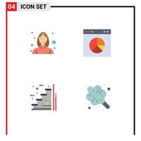 conjunto de 4 paquetes de iconos planos comerciales para avatar piso esteticista presentación escaleras elementos de diseño vectorial editables vector