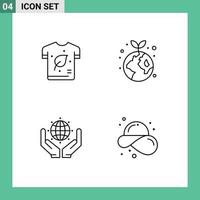Pack of 4 Modern Filledline Flat Colors Signs and Symbols for Web Print Media such as earth day green energy ecology save the world Editable Vector Design Elements