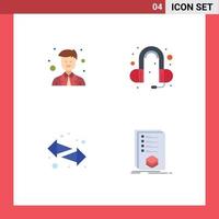 conjunto moderno de 4 iconos planos pictograma del coordinador categorías de sonido del trabajador izquierdo elementos de diseño vectorial editables vector