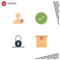 Set of 4 Vector Flat Icons on Grid for basic circular arrow okay celebration Editable Vector Design Elements