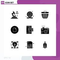 9 Thematic Vector Solid Glyphs and Editable Symbols of online card retail ui file Editable Vector Design Elements