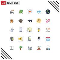 Flat Color Pack of 25 Universal Symbols of ecology left print arrow sports Editable Vector Design Elements