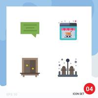 Group of 4 Flat Icons Signs and Symbols for bubble mirror online online store pepper Editable Vector Design Elements