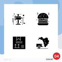 Stock Vector Icon Pack of 4 Line Signs and Symbols for grinder development burger box dump Editable Vector Design Elements