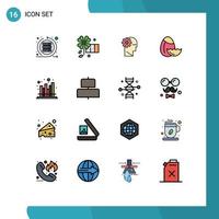 paquete de iconos de vector de stock de 16 signos y símbolos de línea para pronóstico de negocio cerebro huevo de pascua elementos de diseño de vector creativo editable