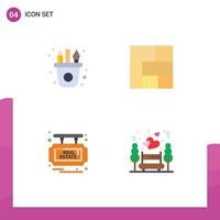 4 Thematic Vector Flat Icons and Editable Symbols of art real craft section night date Editable Vector Design Elements