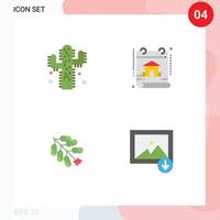 paquete de interfaz de usuario de 4 iconos planos básicos de cactus calendario chino descarga inmobiliaria elementos de diseño vectorial editables vector