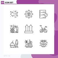 Group of 9 Modern Outlines Set for transport arrows base smart retail Editable Vector Design Elements