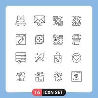 Set of 16 Modern UI Icons Symbols Signs for interface female difference fashion barber Editable Vector Design Elements