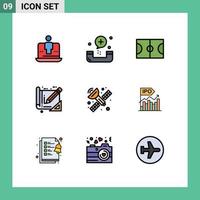 9 iconos creativos signos y símbolos modernos de comunicación blue print fitness arquitectura deporte elementos de diseño vectorial editables vector