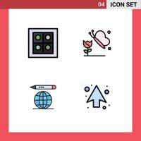 Set of 4 Modern UI Icons Symbols Signs for gas arrow butterfly and flower world up Editable Vector Design Elements