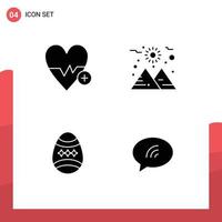 Universal Solid Glyphs Set for Web and Mobile Applications medical easter plus sun message Editable Vector Design Elements