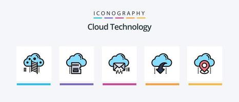 Cloud Technology Line Filled 5 Icon Pack Including network. cloud. cloud. data. link. Creative Icons Design vector