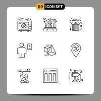 Group of 9 Modern Outlines Set for model human architecture description avatar Editable Vector Design Elements