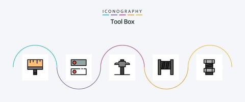 paquete de iconos de 5 planos llenos de línea de herramientas que incluye . minero. ingeniería. carpintero vector