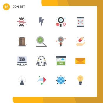 Pictogram Set of 16 Simple Flat Colors of home qr graph phone code Editable Pack of Creative Vector Design Elements