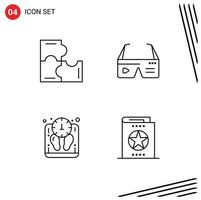 4 User Interface Line Pack of modern Signs and Symbols of education diet puzzle pieces digital weight Editable Vector Design Elements