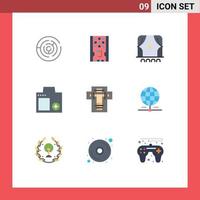 User Interface Pack of 9 Basic Flat Colors of photo devices solid camera crowd Editable Vector Design Elements