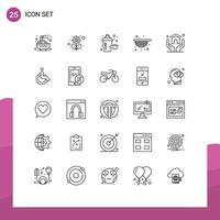 conjunto de pictogramas de 25 líneas simples de elementos de diseño de vectores editables de agricultura aditiva para el hogar de seguros