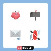 4 concepto de icono plano para sitios web móviles y aplicaciones cortos siguiente correo electrónico hotel elementos de diseño vectorial editables vector