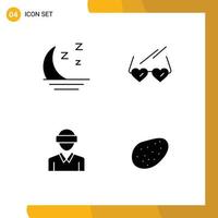 Universal Icon Symbols Group of 4 Modern Solid Glyphs of foggy motion night heart technology Editable Vector Design Elements