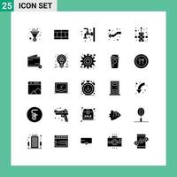 User Interface Pack of 25 Basic Solid Glyphs of knot left bathroom intersection arrows Editable Vector Design Elements