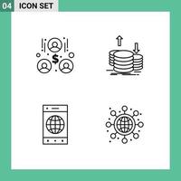 Set of 4 Commercial Filledline Flat Colors pack for building cell coins gold world Editable Vector Design Elements