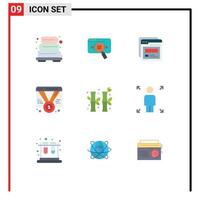 9 User Interface Flat Color Pack of modern Signs and Symbols of web favorite search badge web Editable Vector Design Elements