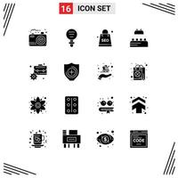 Solid Glyph Pack of 16 Universal Symbols of business lego research constructor seo package Editable Vector Design Elements