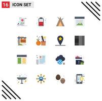 16 Flat Color concept for Websites Mobile and Apps property user camp picture content Editable Pack of Creative Vector Design Elements