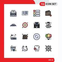 16 iconos creativos signos y símbolos modernos de colina montaña marco billetera comercio elementos de diseño de vectores creativos editables
