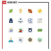 16 Universal Flat Color Signs Symbols of ghost piece of cheese sad food high school Editable Pack of Creative Vector Design Elements