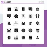 25 User Interface Solid Glyph Pack of modern Signs and Symbols of coin calculatre application education computer Editable Vector Design Elements