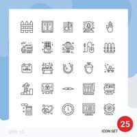 Mobile Interface Line Set of 25 Pictograms of tree snow game christmas sound Editable Vector Design Elements