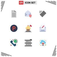 conjunto de 9 iconos de interfaz de usuario modernos símbolos signos para cocina chef correo electrónico estacionamiento transporte elementos de diseño vectorial editables vector