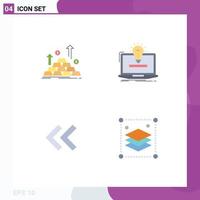 Group of 4 Modern Flat Icons Set for gold solution money solution arrows Editable Vector Design Elements