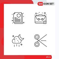 Modern Set of 4 Filledline Flat Colors Pictograph of guarantee storage idleness problem weather Editable Vector Design Elements