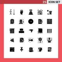 25 Thematic Vector Solid Glyphs and Editable Symbols of shelf home success audio music Editable Vector Design Elements