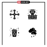 Set of 4 Vector Solid Glyphs on Grid for communications drink internet of things bar tree Editable Vector Design Elements